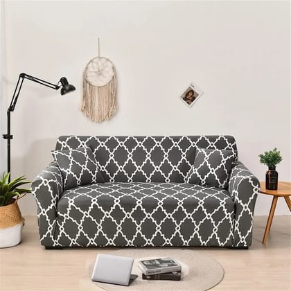 CRAFTEMPORIO EXCLUSIVE STRETCHABLE SOFA COVER-Diamond Grey / 1 SEATER