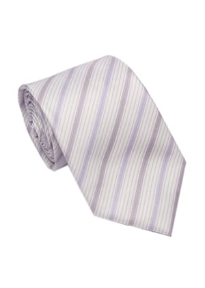 Men's Striped Formal Necktie - White-Free / White