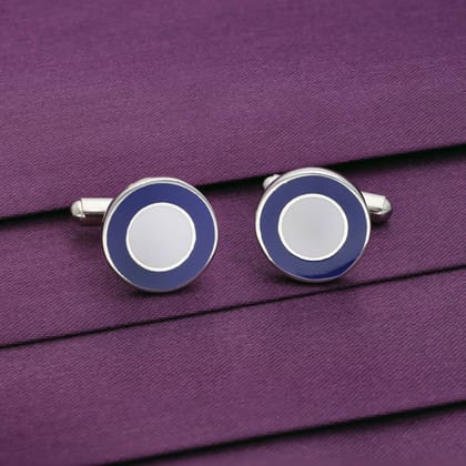 Men’s Concentric Circles Zircon Silver Cufflinks-None / Silver