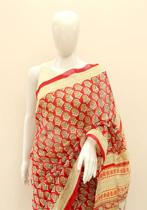 Block Printed Chanderi Saree Design 14