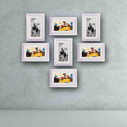 Wall Photo Frame D23 Wall Photo Frame-White Frame / Set of 7 Units With Mat | 6x10inch