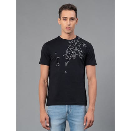 Red Tape Men's Black Graphic Print Pure Cotton Round Neck T-Shirt