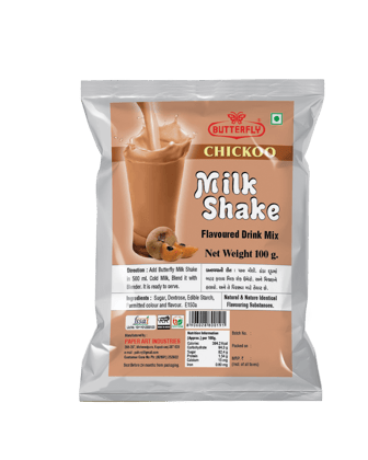 Butterfly Milk Shake 80G Pouch (Chickoo)  by Butterfly Dessert Mixes and Bakery Needs.