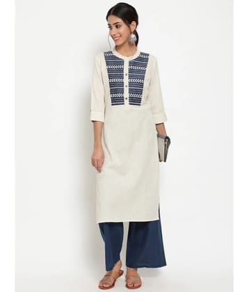 Antaran - White Cotton Blend Womens Straight Kurti ( Pack of 1 ) - None