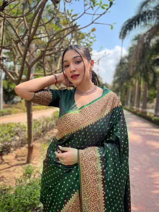 Green Banarasi Katan Soft Silk Saree