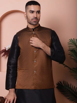 Woven Design Nehru Jacket for Men-S