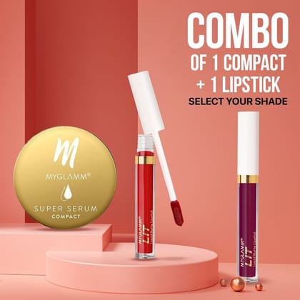 MyGlamm Super Serum Compact & LIT Liquid Matte Lipstick