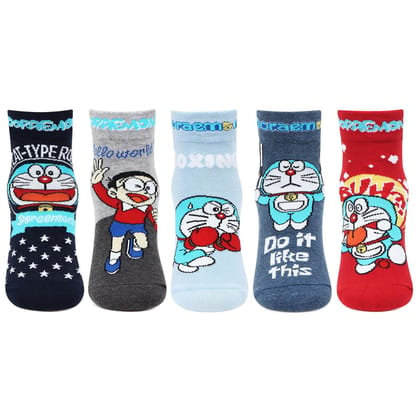 Doraemon Kid's Cotton Socks - Pack Of 5 Assorted 6 - 12 Months