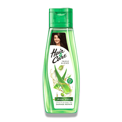 Hair & Care Triple Blend Damage Repair Non-Sticky Hair Oil with Aloe Vera, Olive Oil & Green Tea, For Dry, Rough, & Frizzy Hair, 200 ml Bottle