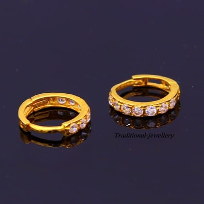 18kt yellow gold with fabulous cubic zircon stone handmade earrings hoops bali nose ring fabulous women's daily use jewelry-Single piece