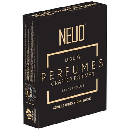NEUD Luxury Pocket Perfume Gift Set for Men - Long Lasting Eau de Parfum (Citrus, Lavender, Cedarwood, Vanilla) - 4x10ml-1 Pack