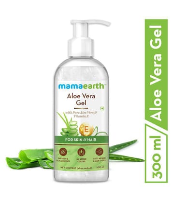 Mamaearth Aloe Vera Gel For Face, with Pure Aloe Vera & Vitamin E for Skin and Hair - 300ml