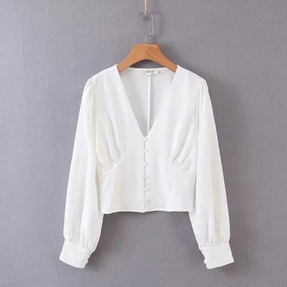 White Silk long sleeve for ladies-White / ONE SIZE