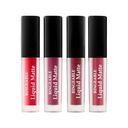 Red Edition Liquid Matte Minis: Bold, Waterproof & Long-Lasting Lipsticks (Pack of 4)