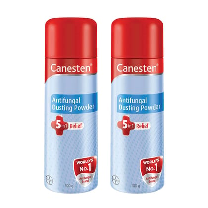 Canesten Dusting Antifungal Powder Relief from Skin Irritation Prickly Heat Redness Itching Fungal Infection - 100gms Pack of 2  x 100g