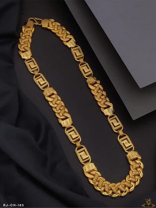 Classical Koyli And CNC  Design Micro Gold Pleted Chain For Men (CH-183)-24 Inch