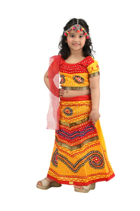 Radha Gujarat Garba Navratri Indian State Fancy Dress Costume for Girls and women-Rent / 2-3 years