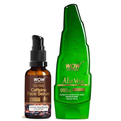 Caffeine Face Serum + 99% Pure Aloe Vera Gel - Net Vol - 90 ml