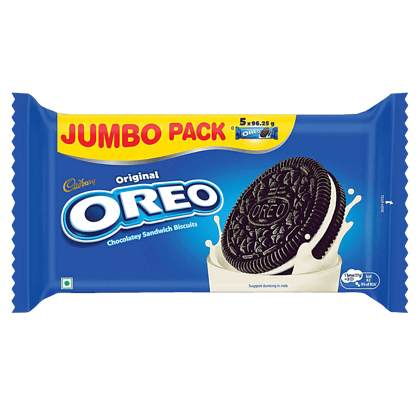 Cadbury Oreo Original Chocolatey Sandwich Biscuit, 481.25 g (5 packs x 96.25 g each)