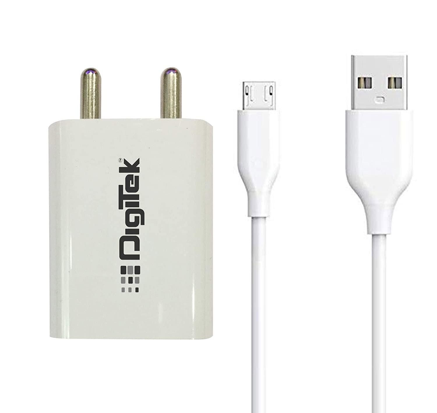 Digitek smart fast charger 2.4a dual usb adapter for smartphone (with micro usb data cable 2.4a) DMC-026 MU- White