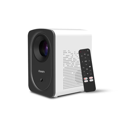 Foxin Vision 510 Smart Projector | 4k Support 720P Native | 5000 Lumens | 150 inch Screen Size | Manual Focus| Android 9.0 with Built-In OTT Apps | 8 Watts Speaker | White