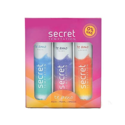 secret temptation Te Amo Aqua. Breeze & Pearl (Pack of 3-120 ml each) Perfume Body Spray - For Women (360 ml, Pack of 3) - 500ml