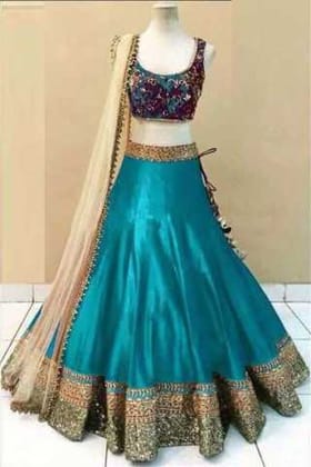 Adorable Sky Blue Colored Party Wear Embroidered Lehenga Choli