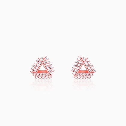 Rose Gold Zircon Triangle Stud Earrings