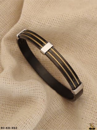 Superior design trending fashion black with golden border design mens fashion kada KD - 052