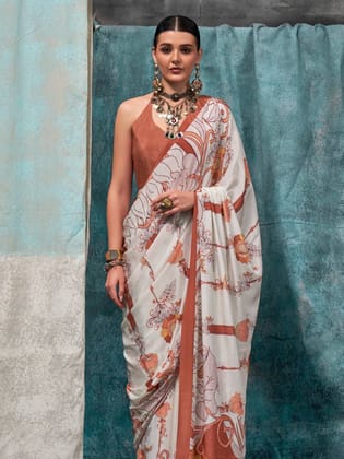 Brown Crape Silk Saree