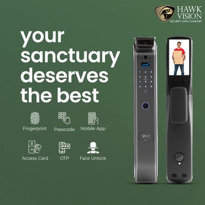 Hawkvision HV-SDL-F75-M Smart Door Lock - Black