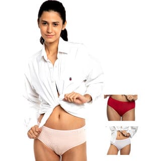 Ashleyandalvis Bamboo Micro Modal, Anti Bacterial, Skinny Soft, Premium Hipster Women Hipster White, Pink, Red Panty (Pack Of 3 )