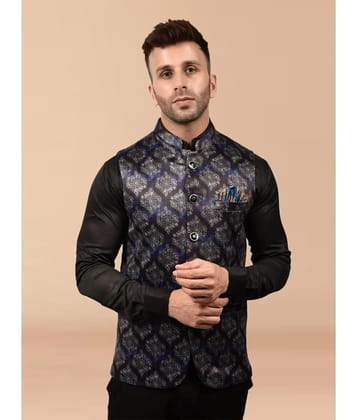 PRINTCULTR Black Cotton Blend Mens Nehru Jacket ( Pack of 1 ) - None