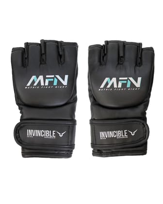 Invincible Combat MFN 16 Replica Gloves with Thumb Enclosure-Black / XS