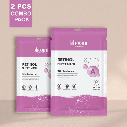 Bhoomi Herbal India Retinol Sheet Mask (20 ml)-Pack of 2