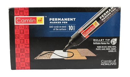 Camlin Bold-E Black Permanent Marker (Pack of 10)