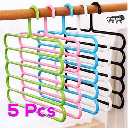 Multilayer Clothes Hanger Wardrobe Storage Organizer Rack (Set of 5), 32l x 1b x 33h cm (Assorted Colour)