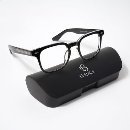 HEXXA Black & Transparent Square Eyeglasses for Men & Women (S9015CL489-C2)