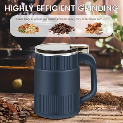 Portable Electric Spice Grinder with Handle | Stainless Steel Grain Mill for Coffee Beans, Spices & Cereals