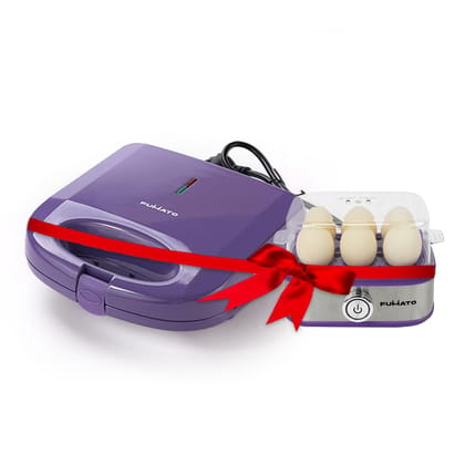 The Better Home FUMATO Sandwich Maker & Egg Boiler, Housewarming/Wedding Gift, 1-Year Warranty, Purple-The Better Home FUMATO Anniversary, Wedding Gifts for Couples- Non Stick Sandwich Maker + 2 