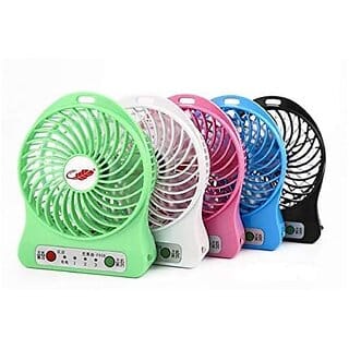 Wox Portable Mini Usb Fan 3-Level Speed Adjustable Electric Cooling Desktop Fan With Rechargeable Battery (Mini Fan) Multi Colour