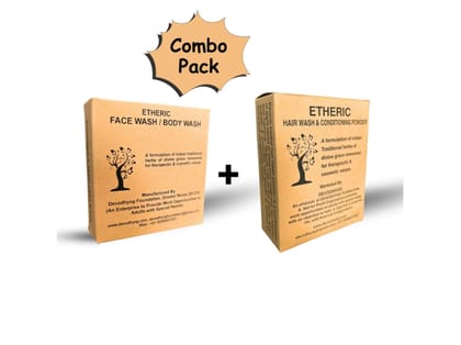 Etheric Herbal Hair Wash + Body & Face Wash Powder Combo (75+100 gm)