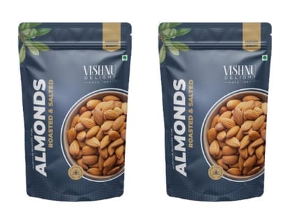 Vishnu Delight Premium  Almonds Roasted & Salted 85g Pouch- Pack of 2| Badam Dry Fruit | High Protein Snack & Super Healthy Crunchy Nuts | Vitamins & Minerals Rich | Freshly Roasted and Lightly Salted