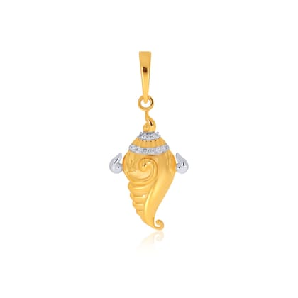 Senco 18K Yellow Gold Blessed Conch Diamond Pendant (Gold Weight- 1.3 g / 0.05 Ct / HI-SI)