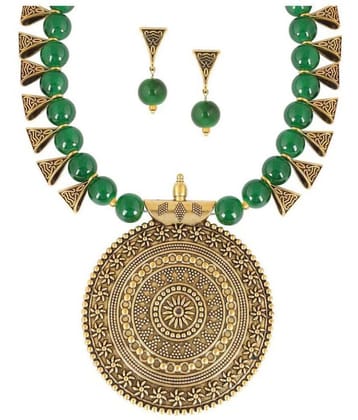 Sunhari Jewels Green Alloy Necklace Set ( Pack of 1 ) - Green