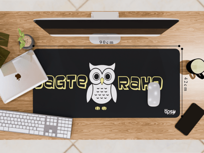 "उल्लू Nightz" Gaming Mousepad – Elevate Your Gaming Experience-Extra Large (42CM X 90CM) / Yellow