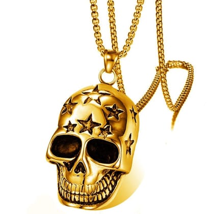 Star Skull Head (Pendant + Chain)-Gold.