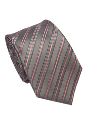 Men's Striped Formal Necktie - Grey-Free / Grey