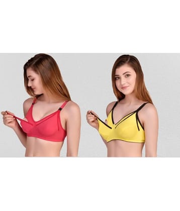 Zourt - Multicolor Cotton Solid Women's Maternity Bra ( Pack of 2 ) - 44B