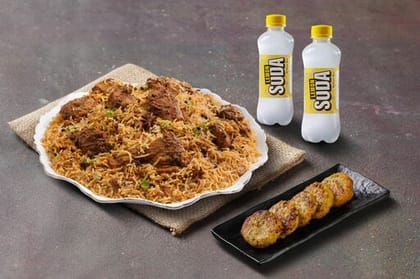 Lucknowi Chicken Tikka Dum Biryani With Kebab & Beverage Combo